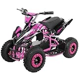 Actionbikes Motors Kinder Elektro Miniquad ATV Racer 𝟭𝟬𝟬𝟬 Watt 36 Volt - Scheibenbremsen - Safety Touch System Fußschalter (1000 Watt Schwarz/Pink)