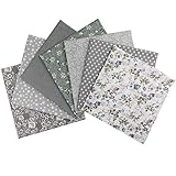 aufodara Baumwollstoff Patchwork DIY Stoffpaket 7 Stück 50 x 50 cm, Reiner Baumwolle Stoff, Stoffe zum Nähen, Quilten Basteln Handwerk Gewebe, vielfältige Mustern Quadrate Baumwolltuch (Grau)