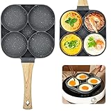 Yuragim Spiegeleipfanne, Pancake Pfanne mit 4 Loch Augenpfanne Antihaft-Aluminium Pfanne Multifunktionaler Frühstückstopf Aluminium Hamburger Eierpfanne Omelettpfanne für Induktionsherd und Gasherd