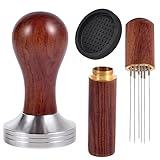 Piymnys Kaffee Tamper 51mm, Wdt Tool mit 6 0.4mm Dickem Edelstahl Espresso Nadel, Espresso Tamper Barista Set für Cafes und Kaffeeliebhaber