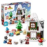 LEGO 10976 DUPLO Lebkuchenhaus mit Weihnachtsmann Figur, Weihnachtshaus-Spielzeug, Geschenk für Kleinkinder ab 2 Jahren, Bausteine, Lernspielzeug für Mädchen und Jungen