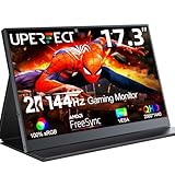 UPERFECT Portable Monitor 17.3 Zoll 144Hz, 2K Tragbarer Monitor, 100% sRGB IPS Externer Mobiler Bildschirm mit HDMI/Typ-C/USB-C, Gaming Monitor ür Laptop/PC/Mac/PS4/5, VESA-Kompatibel