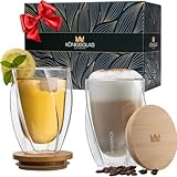 heidenfeld Original Königsglas Swing doppelwandige Gläser Set (2x 350 ml) - Latte Macchiato Gläser - Design Premium Glas - Cocktailgläser - Kaffe & Cappuccino Tassen - Teegläser Set - Thermogläser