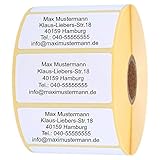 INDIGOS UG Adressetiketten - Namensaufkleber - weiß - 100 Stück personalisierbar - selbstklebend - 40 x 22 mm - verschiedene Varianten