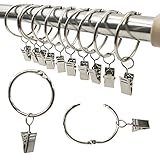 Gardinenringe,Vorhanghaken 40 Pieces 35 mm Inner Diameter Ringe Duschvorhang Stainless Hanging Ring,Edelstahl Metal Curtain Clip Rod Curtain Rings with Clips