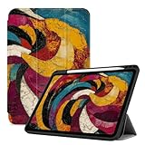 Hülle Für Ipad Mini 6. Generation Hülle (8,3 Zoll) Hülle 2021 A2568/A2569 Folio Trifold Case Premium Lederbezug Leicht, Bunte Abstrakte Textur