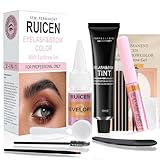 Ruicen Augenbrauenfarbe Kit, Wimpernfarbe Schwarz, Augenbrauen Färben und Wimpern Färben färben für einen natürlichen Look und Hält bis zu 4 Wochen, Geeignet für Anfänger und Salons