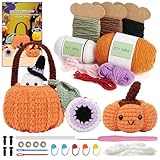 YHANEC Häkelnadel Set, Häkelset für Anfänger, Halloween Kürbis Tier Bonbontüte Häkel Anfänger DIY Set, Anleitungen und Video Tutorials für Anfänger, Erwachsene (Kürbis-Bonbontüte)