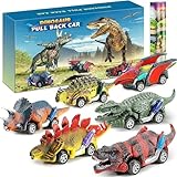 Jojoin Dinosaurier Spielzeug - 6Pcs Auto Dino Spielzeug mit Spielmatte - Auto Dinosaurier Spielzeug ab 2 3 4 Jahre | Kinderspielzeug ab 2 3 Jahre Jungen Mädchen Geschenke Spielzeugauto Kinder