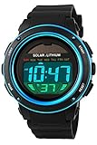 findtime Herren Solaruhr Digital Quarzwerk Silikon Armband 5ATM Wasserdicht LED Sonnenenergie Outdoor Militär Sportuhr