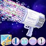 Seifenblasenpistole Bazooka Bubble Gun, 69 Löcher Seifenblasen Luftblasen Maschine Seifenblasenmaschine Pistole Kinder, Elektrische Bubble Machine Gun Mit Lichtern, Bubbleblower für Hochzeit (Violett)