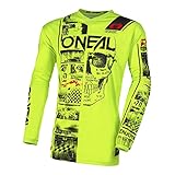 O'NEAL | Motocross-Shirt Langarm | MX MTB Mountainbike | Passform für Maximale Bewegungsfreiheit, Eingenähter Ellbogenschutz | Element Youth Jersey Attack V.23 | Kinder | Neon-Gelb Schwarz | Größe XS