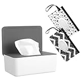 ALTcompluser 1 Stück Baby Feuchttücher Box und 2 Stück Baby Feuchttücher Spenderbeutel Set Toilettenpapierbox Spender Wiederverwendbar Wet Wipe Tasche Feuchttücher Behälter für Unterwegs Zuhause Büro