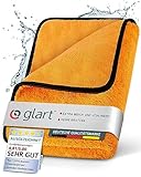 Glart Auto Trockentuch XXL - Microfasertuch Autopflege, saugstark, 90x60cm für kratzfreies Trocknen, Auto Mikrofasertuch - Großes Auto Mikrofasertuch, Orange, Microfasertücher Auto - Poliertuch Auto