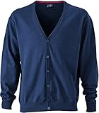 James & Nicholson Herren V-Neck Cardigan Strickjacke, Blau (Navy), XXX-Large