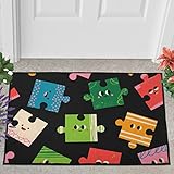 Farbenfroh spiel Fußabtreter für Außen und Innen Rutschfester Schmutzfangmatte Langlebige Türvorleger Wetterfest Eingangsmatte Einzugsgeschenke Doormat für Haustür/ Eingangsbereich Multicolor 50x80cm