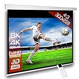 SlenderLine Motorleinwand 300 x 226cm | 1.2 Gain | Format 4:3 | schwarzer Vorlauf 50cm | 3D | Full-HD 4K 8K Ultra-HD | elektrische Beamer Leinwand für Heimkino & Präsentation | inkl. Fernbedienung