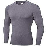 SPVISE 1 oder 3 Pack Herren Kompressions-Shirts Langarm Workout Gym T-Shirt Running Top Cool Dry Sport Baselayer Unterhemden, GRAU, Mittel