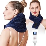 JOBYNA Heizkissen für Nacken, Nackenwärmer Elektrisch, 5s Schnelle Erwärmung 30-70℃ & 10-90 Minuten Einstellbar Physiotherapie Nackenheizkissen, Flanellmaterial Waschbar (74 * 19cm)