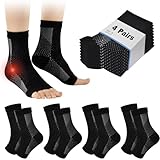 4 Paar Kompressionssocken Damen Herren Sprunggelenkbandage Kompressionsstrümpfe Knöchelbandage Fußbandage für Plantarfasziitis Arthritis Verstauchte Knöchel Fersensporn Sport (Schwarz, 38-42)