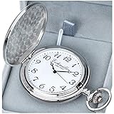 Eichmüller Savonnette Quartz Taschenuhr aufklappbar mit Karabiner Kette und Box