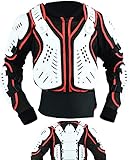 Texpeed - Kinder Motorradjacke Motocross jacke mit Rückenprotektor für sportliche Aktivitäten - Motorrad Enduro Brustschutz - Rot Weiß Schwarz - 12 Jahre