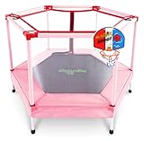 ACIYD Gartentrampolin mit Sicherheitsnetz, Trampoline Garten Spiel Trampolin, Kinderheim Springen Trampolin, Indoor und Outdoor Frühling Springen Bett, Hüpfen Bed (Color : Pink)