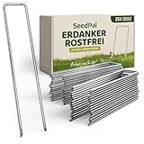 SeedPal Erdanker/Heringe Anti ROST - 25 Stück - rostfreie Bodenanker für Gartenvlies, Unkrautvlies, Zaun & Zelt - 150mm*25mm*Ø3mm - Erdnägel/Bodenhaken aus Stahl - Bodenverankerung