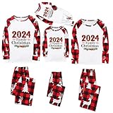 IQYU Couple Weihnachtspyjama Weihnachts Pyjama Familie Set Bedruckte Nachtwäsche Xmas Nightwear Lang Tops+Hosen Strampler Eltern-Kind-Set Weihnachtsschlafanzüge Pyjama Hosen 04