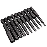 Shenyitool Hardwaretools Top-Qualität 10Pcs Sicherheit Tamper Proof magnetischer Schraubenzieher Bohrer Schraubendreher Bits Hex Torx Flachkopf 1/4' Handwerkzeuge 50mm Werkzeug (Color : Black)