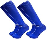 Saekeke Fußballsocken Kinder Herren Stutzen 2 Paar Fußballstutzen Kniehoch Sportsocken Trainingssocken Jungen Mädchen Sockenstutzen für Fußball, Laufen, Training Blau-M