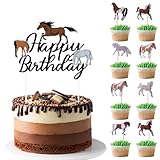 BelleVive 25 Stück Pferde Tortendeko Geburtstag Cake Toppers Pferde Cupcake Toppers, Pferde Tortenstecker für Geburtstag Thema Party Torte Dekorationen, Horse Theme Cake Topper