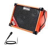 Coolmusic BP80 Batteriebetriebener Akustikgitarren-Verstärker, tragbarer Bluetooth-Lautsprecher, Straßenmusik-Verstärker,100 W, 6 Eingänge, 3-Band-EQ