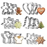 18 Stücke Weihnachten Ausstechformen Set,Mini Weihnachten Keksausstecher,Edelstahl Weihnachtsbaum, Lebkuchenmann,Schneeflocke,Stern Plätzchenausstecher,Ausstecher Weihnachten zum Backen