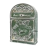 BIG FORTUNE Briefkasten Vintage Briefkasten Antik Briefkästen/Wandhalterung außen antiker Stil nostalgischer Charme Heimdekoration Metall Briefkasten Garten Outdoor Dekoration Green