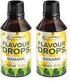 IronMaxx Flavour Drops - Banane 50ml | kalorienfrei & zuckerfrei | vegane Aromatropfen zum süßen von Lebensmitteln | praktischer Tropfer-Verschluss (Packung mit 2)