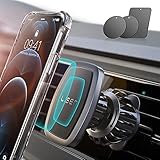 LISEN Handyhalterung Auto Magnet 2024 Upgraded Clamp Handyhalter Auto Zubehör Lüftung KFZ Handy Halterung mit 6 Starke Magnet 3 Metallplatte, Kompatibel für iPhone Samsung Huawei Smartphone