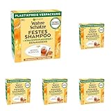 Garnier Festes Shampoo, Reparierendes Honig Schätze-Shampoo mit Bienenwachs, kräftigt, schützt & nährt strapaziertes und brüchiges Haar, Wahre Schätze, 60 g (Packung mit 5)