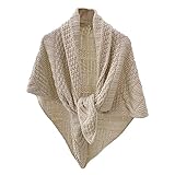 G-LIKE Damen Dreieckschal Schultertuch Umhang – Frühling Herbst Winter Gestrickt Warm Dekorativ Umschlagtuch Schal Halstuch Kopftuch Dreieckstuch für Frauen Mädchen - Strickwolle (Beige)