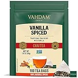 VAHDAM, Vanille Gewürzt Masala Chai | 100 Teebeutel | Entlastung & Erfrischung | Masala Chai Tee | Köstliche Vanille Tee Mischung Gewürzter Chai Teebeutel | Chai Latte