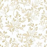 Fiula Selbstklebende Tapete Blätter Klebefolie Möbel 44cm×300cm Blumentapete Weiß Gold Möbelfolie Klebetapete Vintage Mustertapete Dekorfolie Vinyl Wohnzimmer Wasserdicht Wallpaper Früchte