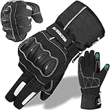 WESTWOOD FOX Motorradhandschuhe Thinsulate wasserdichte Handschuhe Winter Thermo Herren Reiten Winddicht Roller Motorsport Touchscreen Warm Sommer Schwarz, S