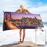 GBCDEDSL Bay Bridge Badetücher für Erwachsene und Kinder, ultrafeine Faser, bedruckt, für Wandern, Strand, Schwimmen, bequem und weich, schnell trocknend, 60 x 140 cm