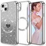 Fciaeytou für iPhone 15 Hülle Glitzer Handyhülle mit Mag-Safe für iPhone 15 5G Hüllen Transparent Bling Sparkle Slim Soft Silikon Dünn Weich TPU Schutzhülle für iPhone15 Glitzerhülle (Silber)