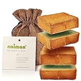 Naiman® Aleppo Seife [20%] - Premium Qualität - 400g VORGESCHNITTEN - Naturseife mit 80% Olivenöl & 20% Lorbeeröl - Natürliche Aleppo-Seife im Jutesäckchen