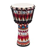 lotmusic Djembe Afrikanische Trommel Bongo Kongo Stardard Größe Mahagoni Ziegenfell (20,3 cm, Rot)