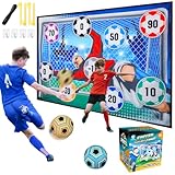 VATOS Fußball Spielset für Kinder 3 4 5 6 7 8, Sportspaß für Garten Indoor Outdoor, Weich Flanell Fußballtore, Fußball mit Klettbällen Spielzeug Geburtstag Ostern Geschenke für Jungen Mädchen