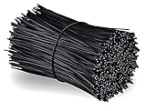 Chingde Twist Cable Ties, 200 Stück Cable Tie Bindings, Plastic Coated Iron Wire, Cable Ties Reusable für Bündeln Befestigen Basteln (Schwarz)