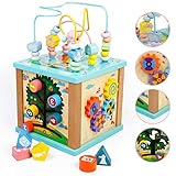 Motorikwürfel Kinderspielzeug ab 1 Jahr - 5 in 1 Motorikspielzeug Holzspielzeug Montessori Spielzeug ab 1 2 3 4 Jahr Activity Center Baby Lernspielzeug Weihnachts Geschenke Kinder Jungen Mädchen