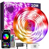 BATHEBRIGHT Led Strip 10m RGB LED Streifen mit Fernbedienung Bluetooth Musik Sync Timer-Einstellung Dimmbar Farbwechsel Led Lichterkette Lichtband Leiste Band für Zuhause Partei